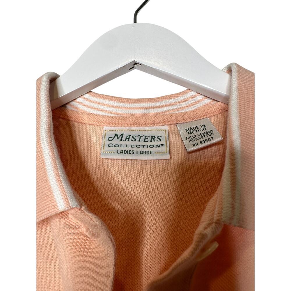 Augusta Masters Logo PGA Golf Size Large Women Sleeveless Polo Peach Pink Preppy - Picture 3 of 7